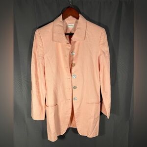 Neiman Marcus 100% Linen Vintage Peach Long Line Blazer Size 8  Quiet Luxury